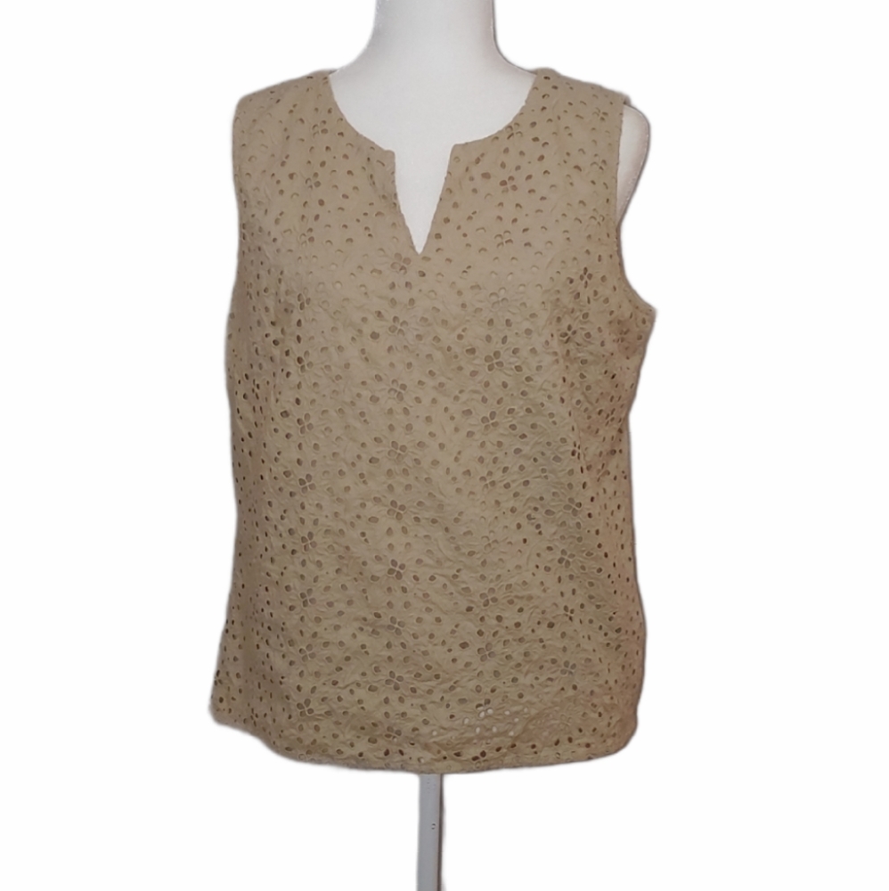 Talbots Floral Eyelet Embroidered Blouse